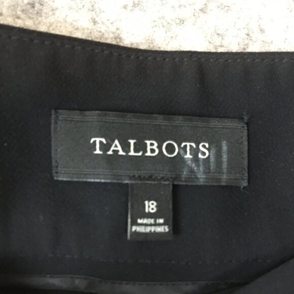 Talbots Dress Pants 18 High Rise Straight Wide Leg Solid Black Side Zip Career - Picture 11 of 15